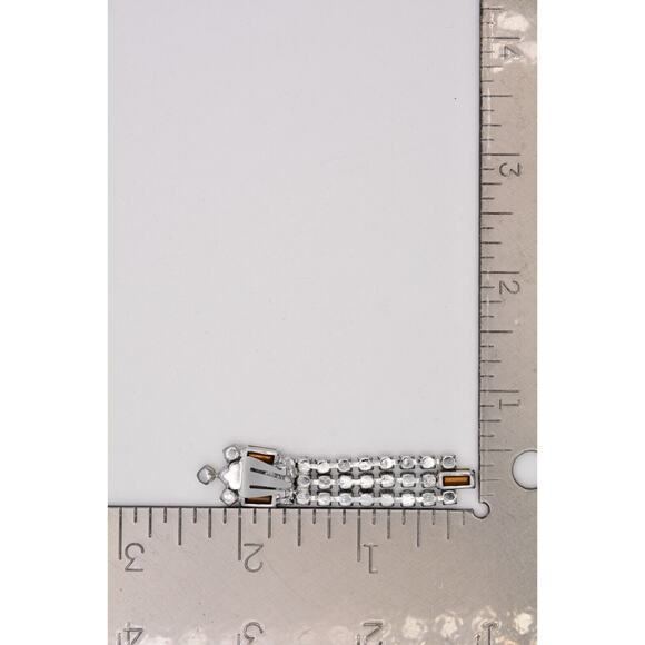 Vintage Crystal Clip On Earrings Baguette Rhinestone Dangle Fringe Shiny Bin7 - Picture 12 of 12